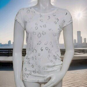 Dolce & Gabbana Distressed Leopard T Shirt Womens Sz S White Stretch Cotton Rib